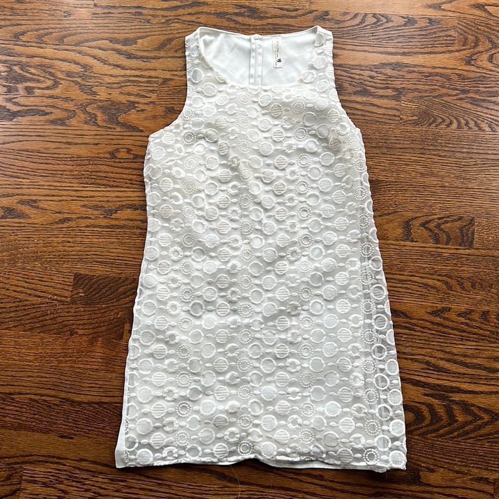 Like 🆕 PINK OWL white dress with lace-like embroidered overlay, size M - Picture 6 of 7